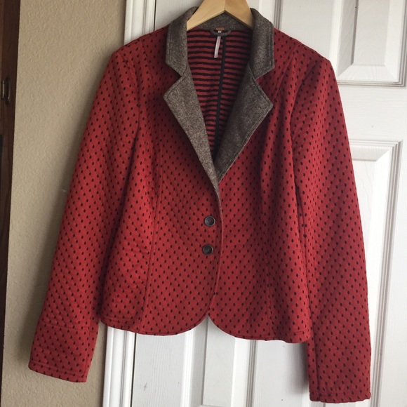 Free People Diamond Textured Knit Polka Dot Blazer - Picture 3 of 5
